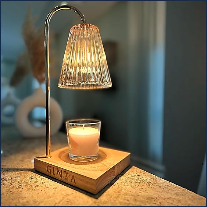 Ginza Candle Warmer Lamp with Timer, Living Room Decor | Gifts for Easter Mom Women Friend Sister | Birthday Gifts for mom | Candle Wax Warmer with 2 Bulbs Home Decoration Amber