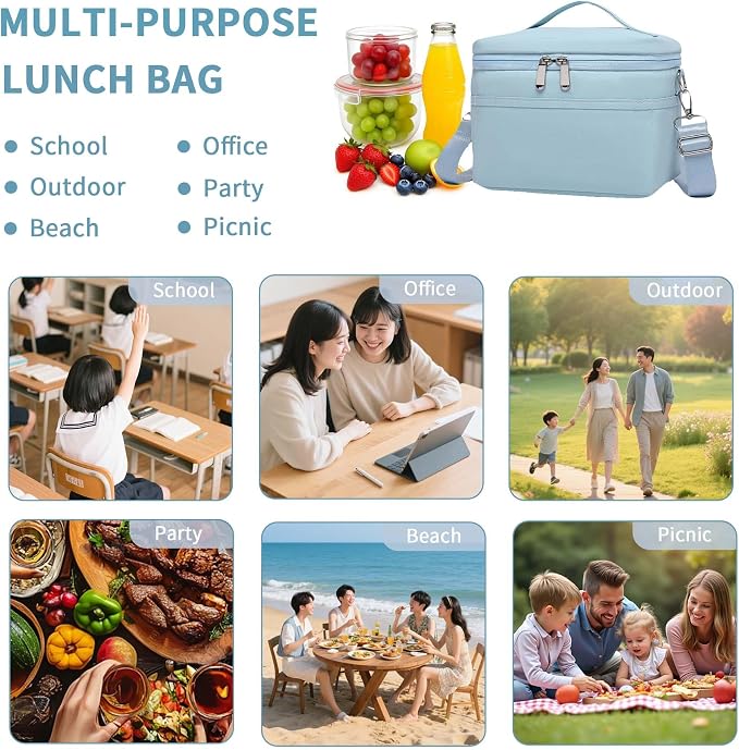 Insulated Lunch Bag for Women Adult Lunch Box Lightweight Waterproof Lunchbox Soft Cooler Reusable Lunch Bags for Work