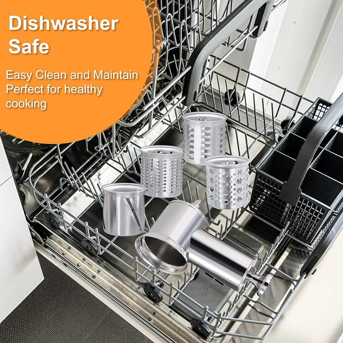 Large Stainless Steel Slicer Shredder Attachment for KitchenAid Mixers,Dishwasher Safe Vegetable Cheese Grater Accessories with 4 Cutting Blades by KINGEAGLE