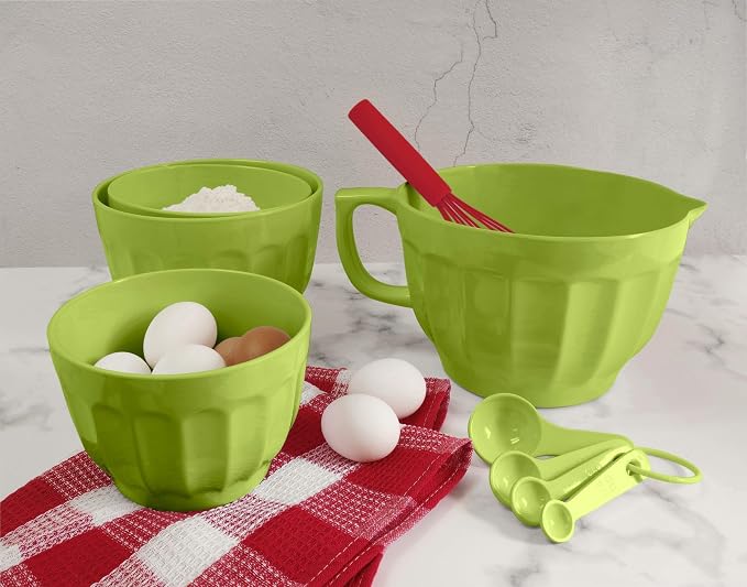 UP 4-Piece Latte Style Melamine Measuring Cups Set, Professional Nesting Baking and Cooking Tools for Liquid and Dry Ingredients, Green