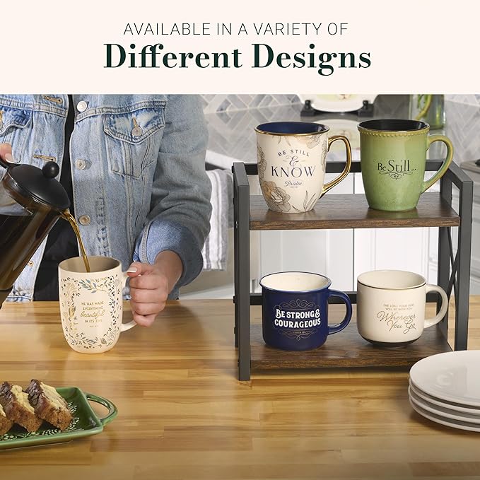 Christian Art Gifts Sage Green Stoneware Coffee Mug – 13 oz. Microwave and Dishwasher-safe Lead-free Inspirational Scripture Coffee and Tea Mug for Men & Women with Bible Verse: Be Still – Psalm 46:10