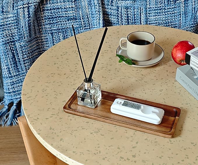 Small Wooden Mini Tray (11.3 x 4.1 inch) 6 Pack Rectangular | Tiny Tray for Serving Coffee Tables, Dessert, Snack, Fruit, Acacia Wood Platter for Vegetable, Decor Restaurant