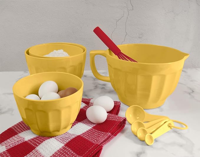 UP 4-Piece Latte Style Melamine Measuring Cups Set, Professional Nesting Baking and Cooking Tools for Liquid and Dry Ingredients, Yellow