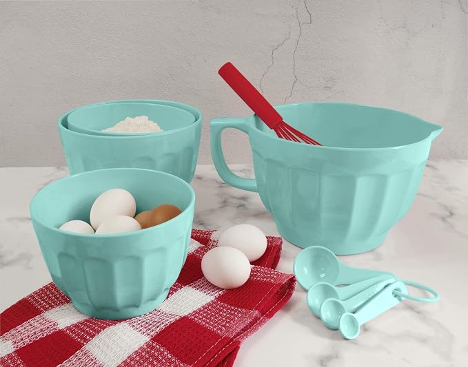 UP 4-Piece Latte Style Melamine Measuring Cups Set, Professional Nesting Baking and Cooking Tools for Liquid and Dry Ingredients, Mint Blue