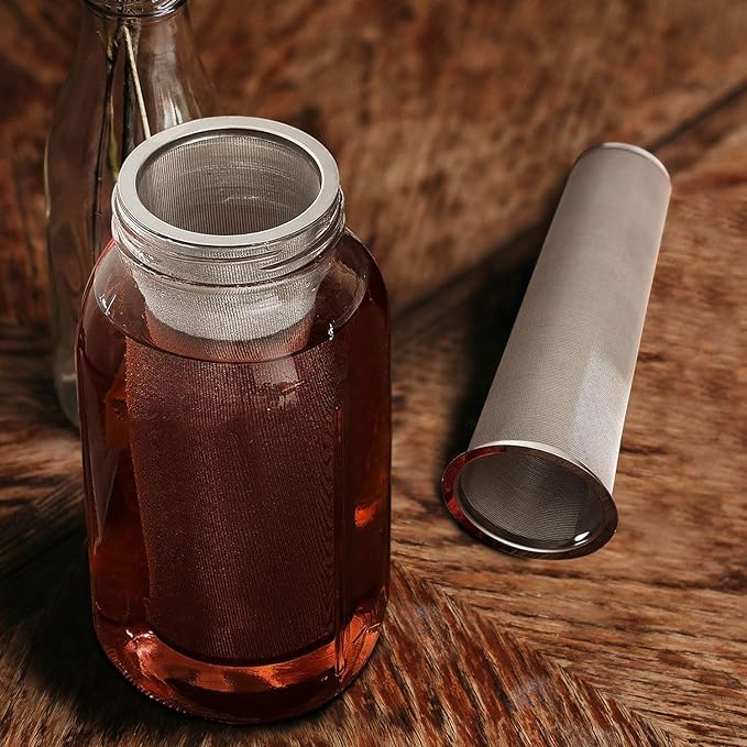 2pcs Cold Brew Filter - Cold Brew Coffee Filter for 32oz Wide Mouth Mason Jar Cold Brew Coffee Maker Pitcher, 304 Stainless Steel Mesh Cold Brew Strainer Infuser for Iced Coffee Tea Maker