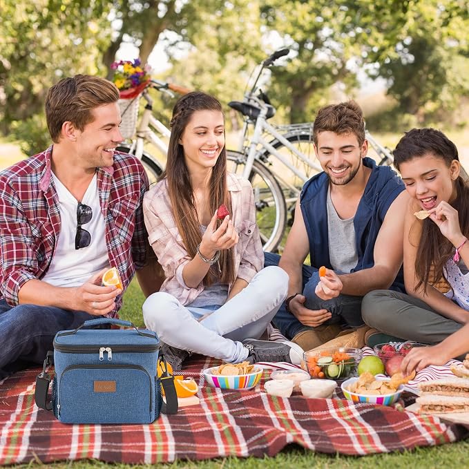 Lifewit Reusable Insulated Lunch Bag, Portable Cooler Freezable Soft Lunchbox Leakproof with Adjustable Shoulder Strap for Men Women Adult for Work Picnic or Travel, 9L 12 Can, Dark Blue