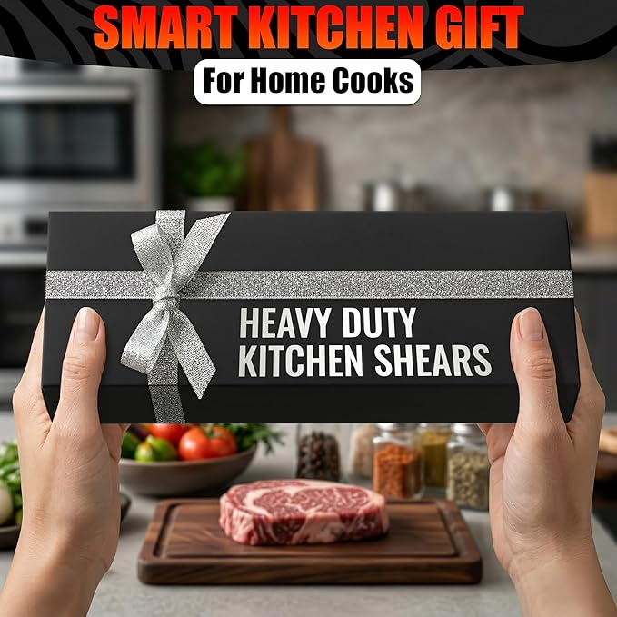 4-in-1 Kitchen Shears Heavy Duty - Detachable Poultry Shears with Micro-Serrated Blades, Spring-Loaded Action & Non-Slip Metal Handle, Dishwasher Safe - Bone Cutting Scissors for Chicken & Meat Prep