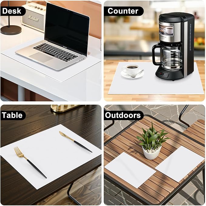 homing Faux Leather Heat Resistant Placemats 4 Packs, Waterproof Wipeable Dining PU Place Mats for Indoor & Outdoor, Easy to Clean, White