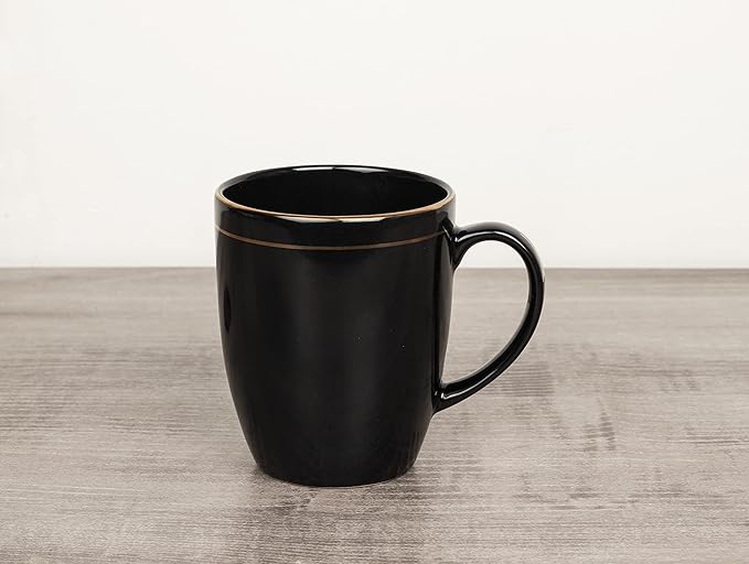 Femora Handcrafted Ceramic Coffee Mugs Indian Golden Line Set of 2 (11 oz), Cappuccino Cups, Coffee Cups, British Coffee Cups, Porcelain Tea Set, Latte Cups, Espresso Mug.