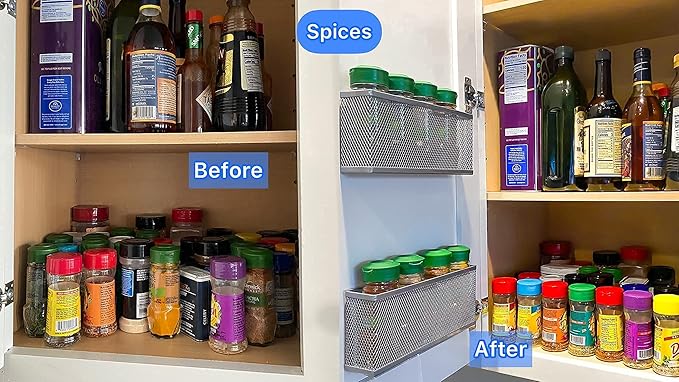 Slim Caddy ORIGINAL Cabinet Door Organizer | Optimize Your Cabinet Space | Kitchen Plastic Lids Organizer, Bathroom Accessories, Under Sink Organizer, and More | 2 PK, 8”L x 3.5”H x 1.8”D each
