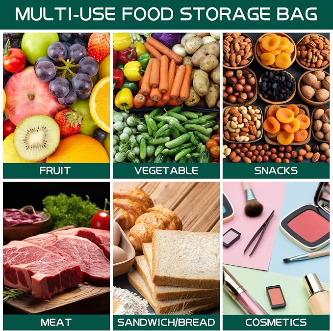 Reusable Food Storage Bags - 10 Pack Snack Bag Freezer Bags - Extra Thick Preservation Bags, Leakproof Silicone Bag for Meal Prep, Kitchen Organization