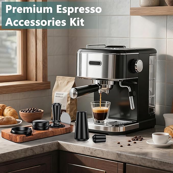7 Pack Espresso Accessories Kit,58mm Espresso Tool Kit | Espresso Tamping Station | Coffee Distributor Tamper | WDT Tool | Dosing Funnel | Expresso Puck Screen | Christmas Gift for Espresso Lovers