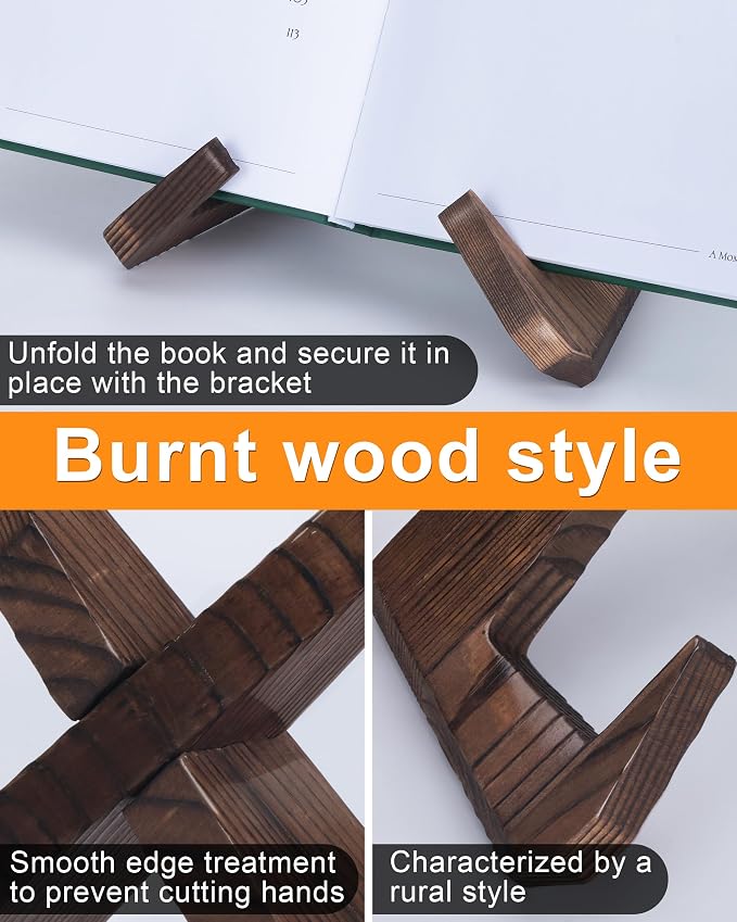 Cookbook Stand for Kitchen, Wooden Cookbook Holder, Rustic Cook Book Holder Stand with Natural Wooden Grains, Recipe Book Holder for Kitchen Counter Gift for Home Chefs Cook Lovers
