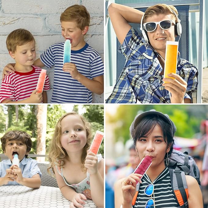 LOMIMOS 160PCS Disposable Ice Popsicle Mold Bags,BPA Free Freezer Tubes With Zip Lock Seal Funnel for Healthy Snack Yogurt Stick Juice Fruit Smoothies Ice Candy Pops Family Party(11"x2.2")