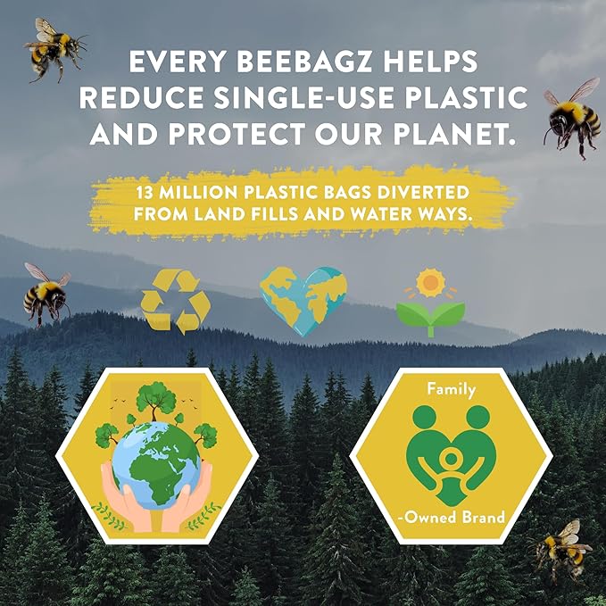 BeeBAGZ - 1 Pack - Beeswax Wrap Storage Bag - Plastic and Silicone Free - Reusable Beeswax Food Wraps Bags(1, 11” x 14” (Green)
