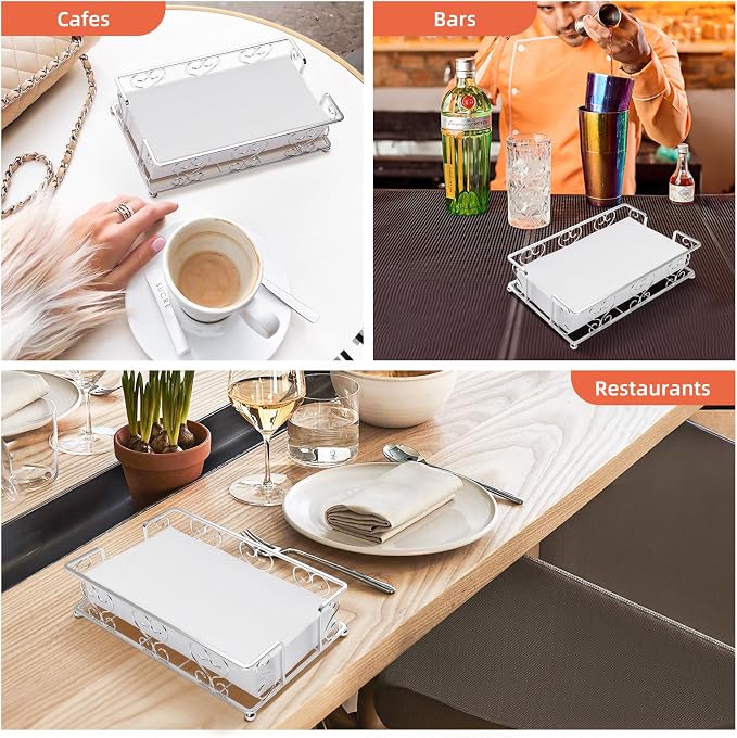 Stainless Steel Napkin Holder & Guest Towel Tray | Disposable Paper Towel Dispenser for Bathroom, Table, Kitchen Countertop, Dinner Table, Vanity