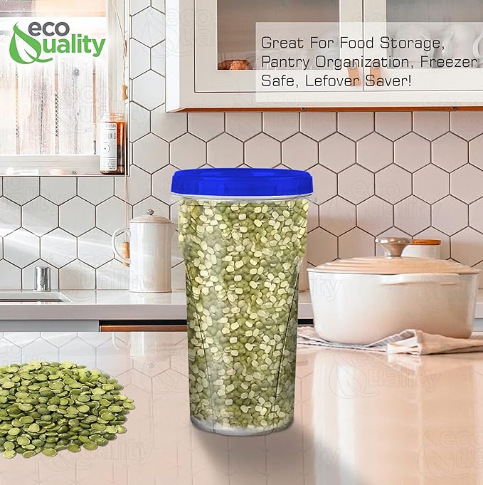 (20 Pack) 48oz Twist Top Storage Deli Containers - BPA Free Snack Containers Airtight Reusable Plastic Food Storage Canisters with Twist Seal Lids, Leak Proof, Meal Prep, Lunch, To go, Stackable