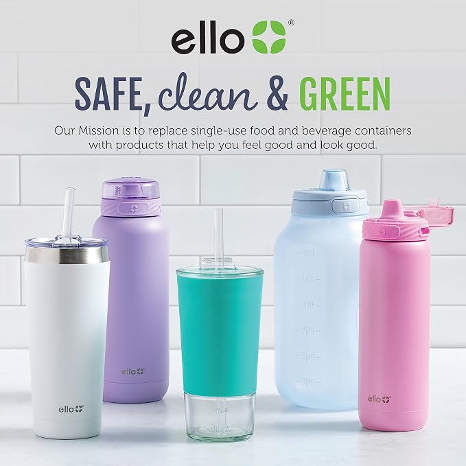 Ello DuraGlass Food Storage Glass Lunch Bowl - Meal Prep Container with Silicone Sleeve and Airtight Lid, 5 Cup, Yucca
