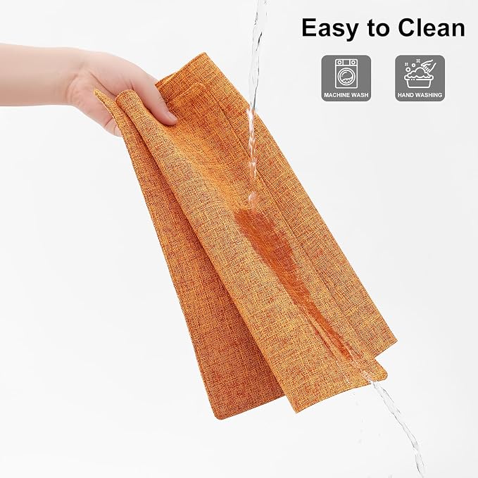 Homaxy Cloths Placemats for Dining Table Set of 6, Heat Resistant Washable Cotton Linen Blend Table Mats, Easy to Clean Place Mats for Indoor Outdoor Party Kitchen Decoration, 13" x 19", Orange