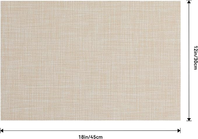 Leetaltree Beige Placemats Set of 16 - Heat Resistant Non-Slip Place mats for Dining Table, Washable Durable PVC Vinyl Woven Table Mats(Beige, 16)