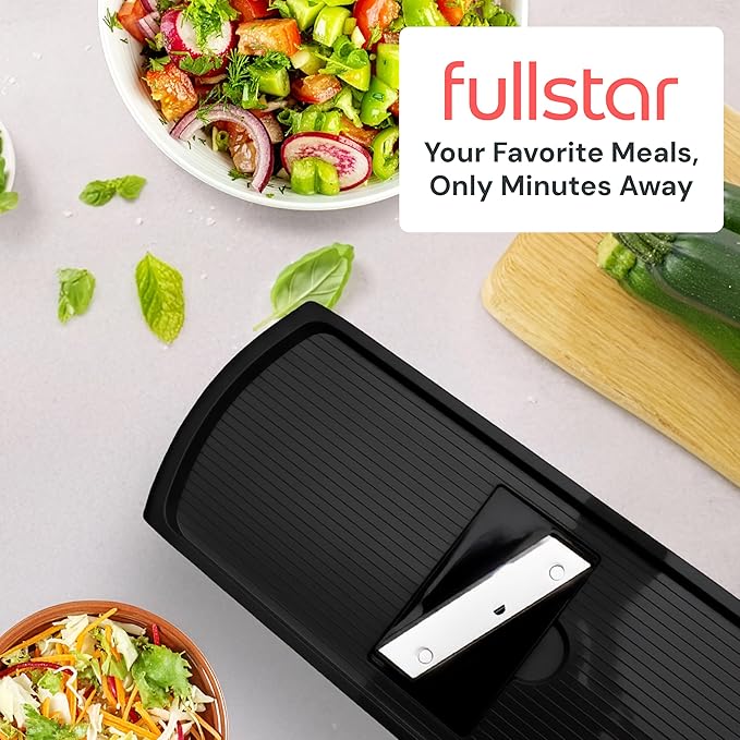 Fullstar Pro Original Vegetable Chopper & Mandoline - Chopper & Mandoline Lids - Food Chopper with Container, Fruit Slicer, Onion Dicer - All-in-One Prep Tool - Kitchen Gadgets & Gifts (6 in 1, Black)