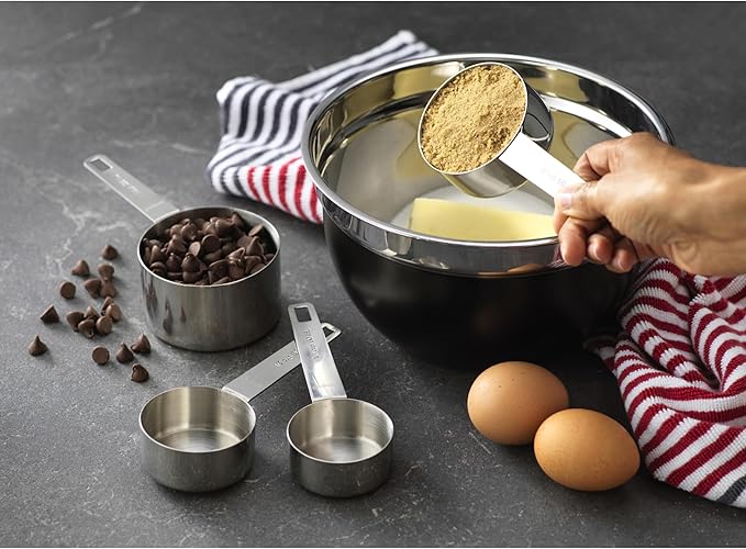 GoodCook Gourmet Measuring Cup Set, Stainless Steel 4-pc., 1/4, 1/3, 1/2, 1 Cup etched measurements