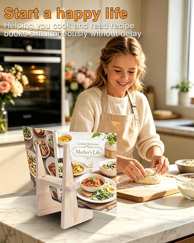 Cookbook Stand for Kitchen (Milky White-h)