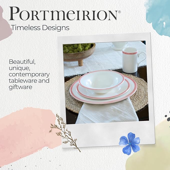 Portmeirion Potter's 9oz Brushstroke Breakfast Mug (Set of 4) - Elegant Earthenware Tea Mugs with Handle, Microwave, Dishwasher & Freezer Safe - Ideal Gift for Coffee Lovers (Brushstroke Red)