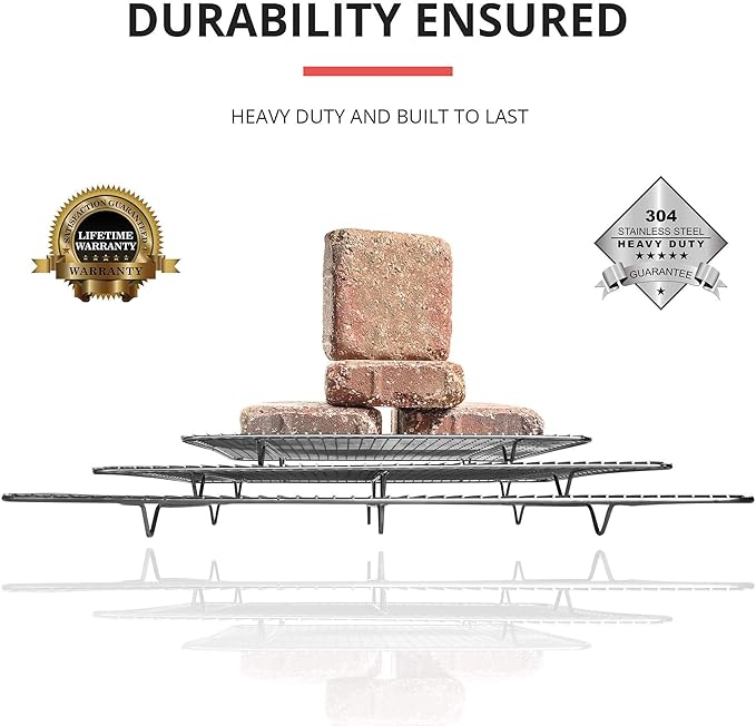 KITCHENATICS Stainless Steel Cooling, Baking & Roasting Racks - Heavy Duty Wire Metal Racks, Oven, Grill & Dishwasher Safe (2 Pack - 1 for Jelly Roll Pans 10" x15” & 1 for Quarter Sheet Pans