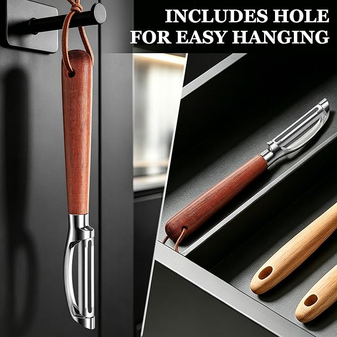 Vegetable Peeler, Premium I-Shape Potato Peeler, Stainless Steel Multifunctional Kitchen Peeler Real Wood Handle Ultra Sharp Blade Vegetable, Potato, Fruit