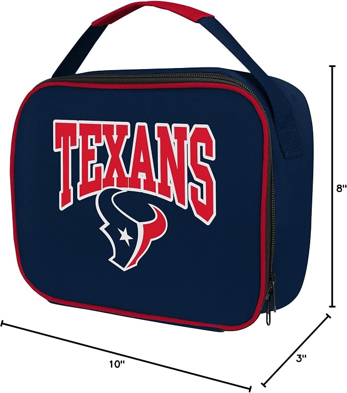 FOCO NFL Unisex-Adult Officially Licensed Wordmark Team Color Big Logo Football Zip Closure 7L Lunch Bag - Houston Texans