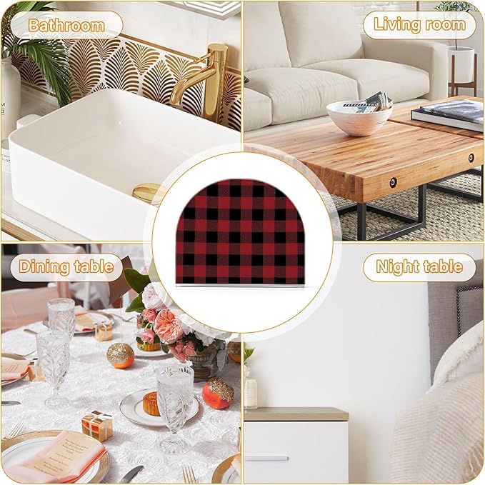 Acrylic Fall Napkin Holder for Table Kitchen Red Black Plaid Cocktail Dinner Napkin Holders Paper Towel Dispenser Countertop Modern Home Decor