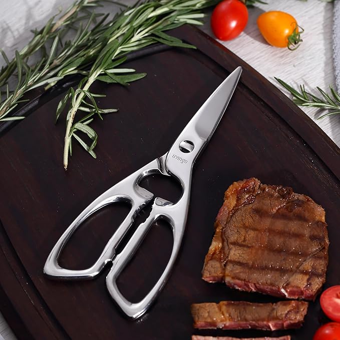 LIVINGO Heavy Duty Kitchen Scissors - Multi-function Dishwasher Safe Stainless Steel Forged Come Apart Utility Shears All Purpose for Cutting Food, Meat, Poultry, Vegetable, Nutcracker