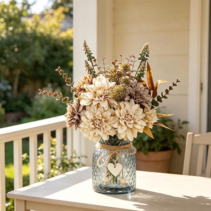 Leftover Faux Flowers in Vase,Table Centerpieces for Dining Room,Flower Centerpieces for Tables,Artificial Flowers,Kitchen Decor,Coffee Table Decor