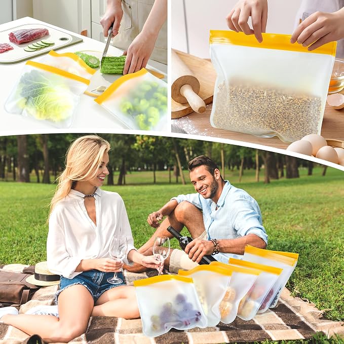 10 Pack Reusable Sandwich Bags, Silicone Sandwich Bags Reusable, Reusable Silicone Bags, Leakproof Sandwich Containers for Lunch Boxes, Travel Picnic, Work, Home Use
