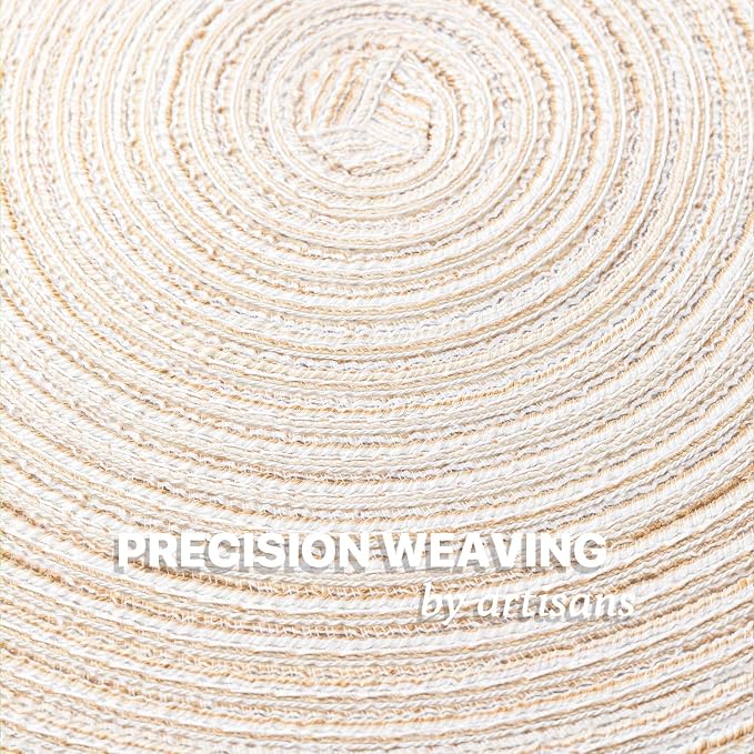 Round Placemats Set of 4 Woven Placemats Washable Braided Table Mats for Dining Table Heat Resistant Non-Slip Circle Place Mats(Cream)