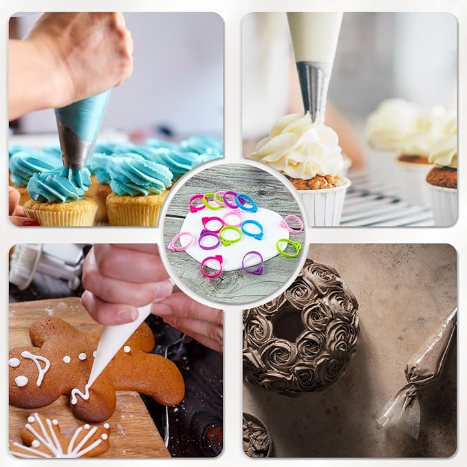 120Pcs Pastry Bag Ties, Silicone Icing Bag Ties, Decoration Piping Bag Ties for Pastry Baking Cookies, Reusable Baking Pastry Bag Ties for Cupcakes Cookies and Pastry Seal (Multicolor)