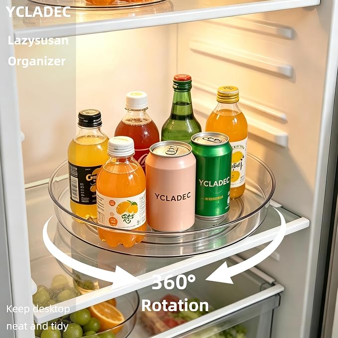 6 Pack Lazy Susan Turntable Organizer Pantry Cabinet 10.6" | Pantry Organization and Storage Spice Rack Fridge Rotating Condiment Tray Spinner for Kitchen Bathroom Makeup Cosmetic Clear