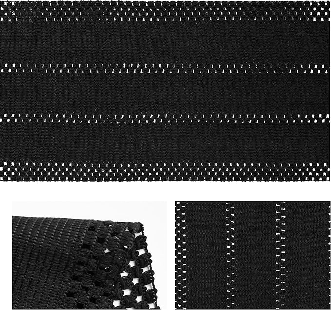 Artoid Mode Black Farmhouse Woven Rustic Hollow Table Runner, Seasonal Holiday Hollow Kitchen Dining Table Decoration for Home Party Decor 12x108 Inch