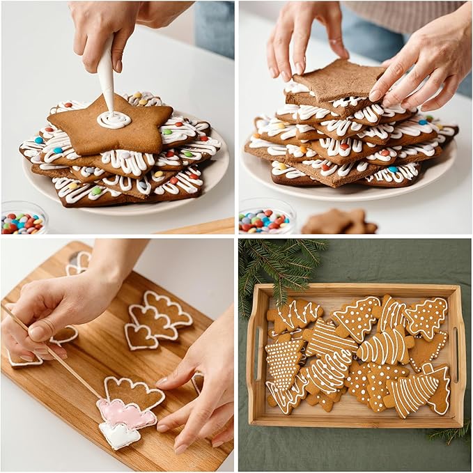 125PCS Piping Bags Tips Set, Thicken Pastry Bags Disposable 12 Inch 100PCS with 8 Icing Bag Ties and 8 Frosting Tips, 1 Brush 4 Bag Clips 2 Scriber Needle for Cake Cookie Cupcakes