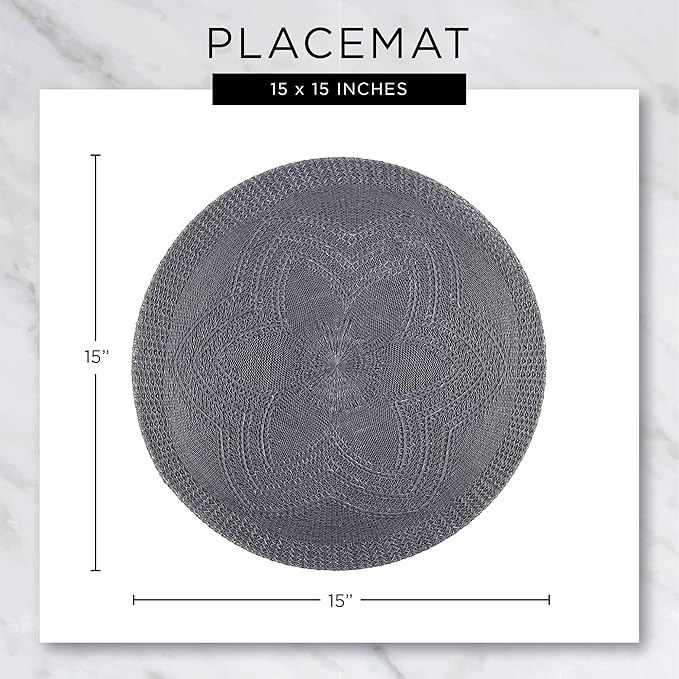DII Classic Woven Tabletop Collection, Indoor/Outdoor Placemat Set, Round, 15" Diameter, Pink Sorbet, 6 Piece