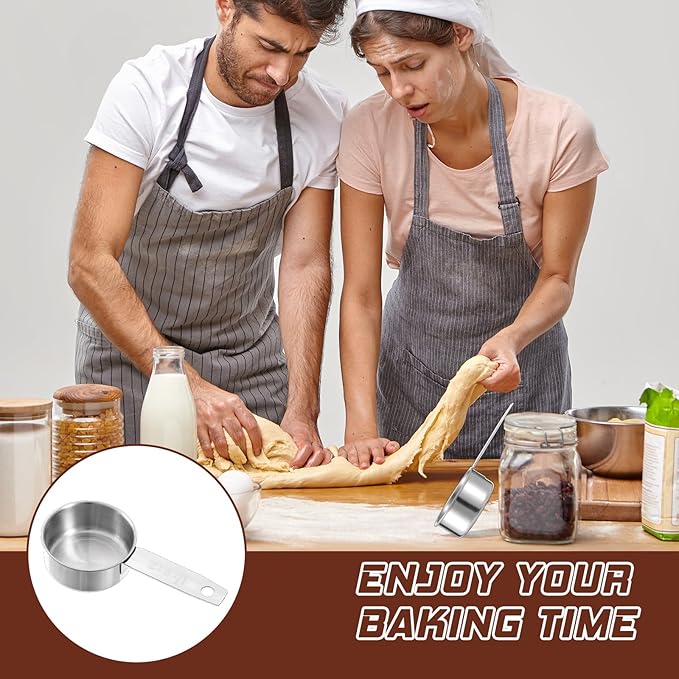 2 Pcs 1/4 Cup Stainless Steel Measuring Cup, 60 ml 2 oz Stainless Steel Measuring Cups Metal Coffee Scoop Cat Food Scoops for Wet and Dry Ingredients Cooking Baking Kitchen, Dishwasher Safe