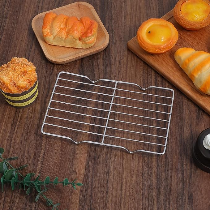 Stainless Steel Cooling Rack, Roasting Racks, Wire Rack for Baking Sheet, 5.3" x 8.46" Heavy Duty Wire Rectangle Oven Grill Racks with 4 Legs for Baking Cooling