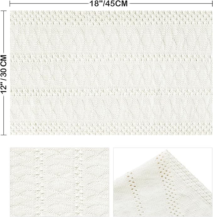 Artoid Mode Beige Farmhouse Woven Rustic Hollow Placemats Set of 6,12x18 Inch Seasonal Holiday Table Mats Party Kitchen Dining Decoration