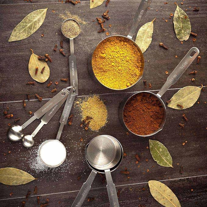 Restaurantware-Metal Measuring Cups, 4 Piece Corrosion-Resistant All Clad Measuring Cups - Engraved Measurements, Lightweight, Stainless Steel Professional Measuring Cups, Includes Ring, For Cooking
