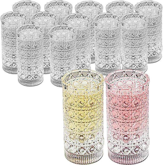 12-Pack Small Round Crystal Shot Glasses, 1.4oz Clear Crystal Long Glass Cups with Heavy Base for Weddings and Parties, Bulk Set for Liquor, Tequila, Vodka, Whiskey and All Spirits