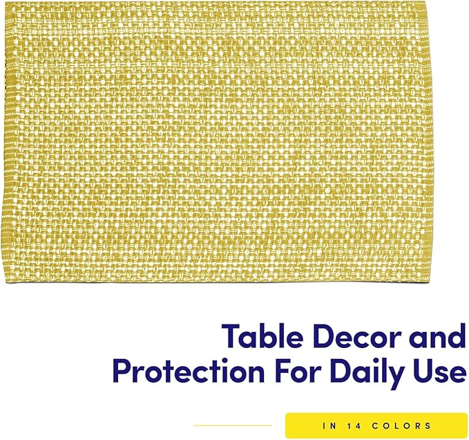 Sweet Home Collection 100% Cotton Placemats for Dining Room Rectangle Two Tone Woven Fabric 13" x 19" Soft Durable Table Mat Set, Set of 6, Gold