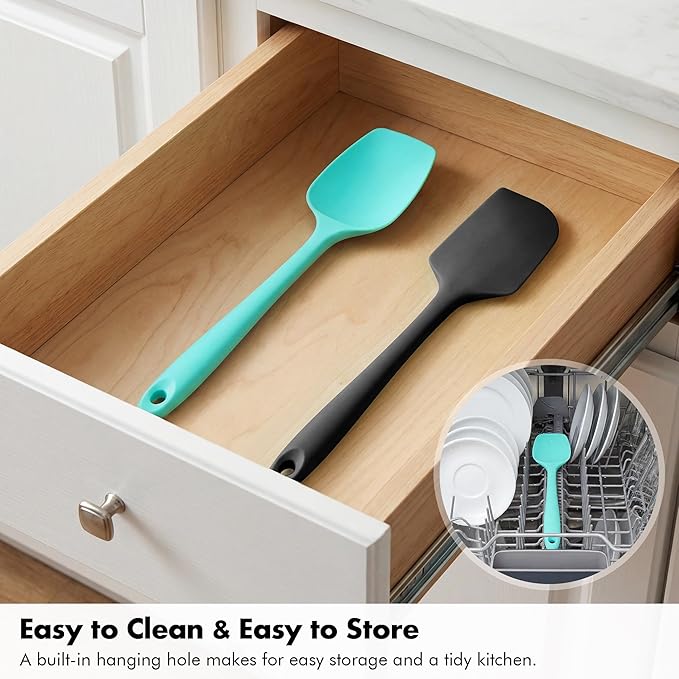 Silicone Spoonula Set: 600ºF Heat Resistant Food Grade Cooking Baking Utensils, Kitchen Flexible Nonstick Rubber Pan Spoon Spatula for Mixing, Scrambling, Scooping (3 Pieces, Multicolor 3)
