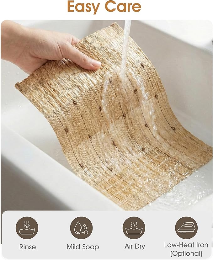 Placemats Set of 6, Ramie Placemats for Dining Table, Natural Woven Place Mats, Heat Resistant Washable Table Mats, Farmhouse Boho Table Decor, Housewarming Gift
