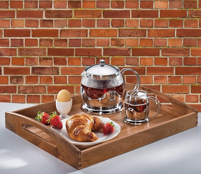 Zassenhaus Acacia Wood Serving Tray Breakfast Tray 17" x 14" x 2.75"